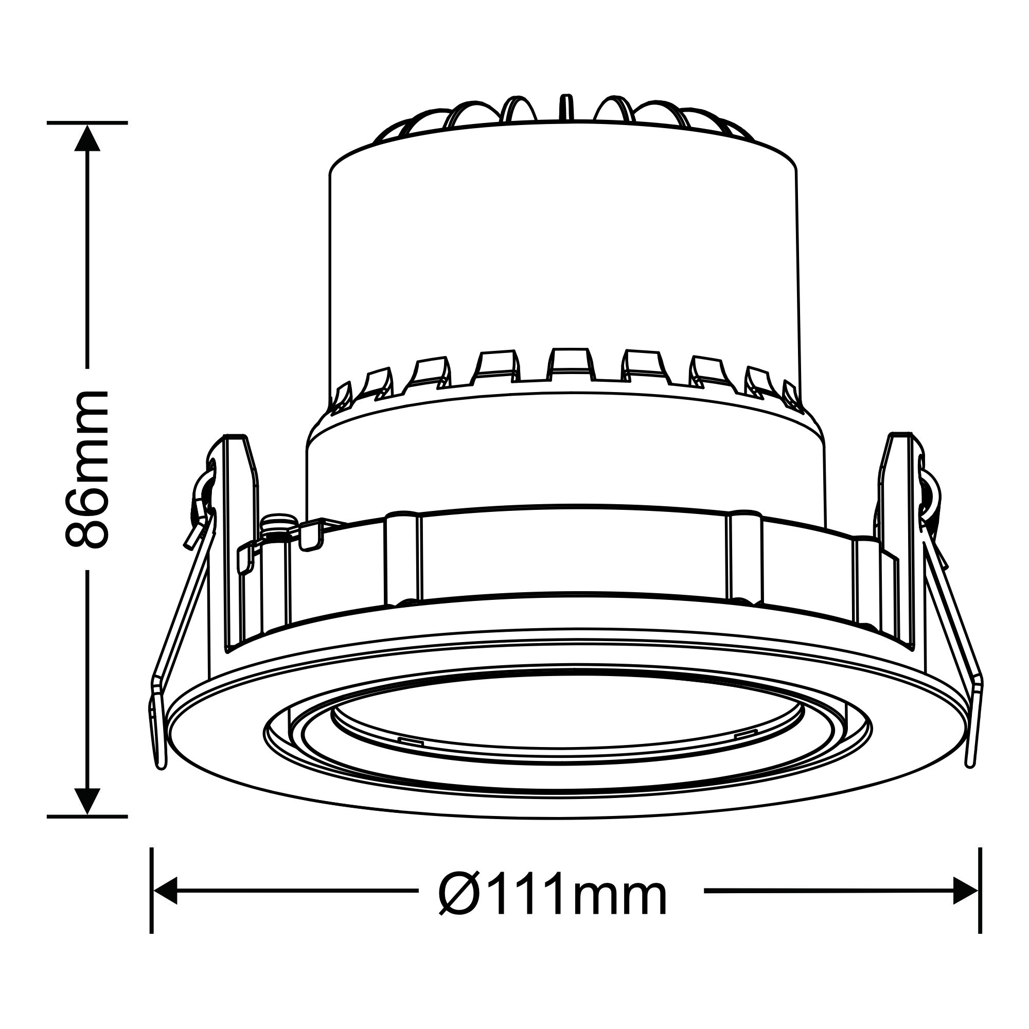 DM201207  Bamo 20, 20W, 450mA, White LED Round Downlight, Cut Out 103mm, 1560lm, 10°, 4000K Natural White, IP20, DRIVER NOT INCLUDED, 5yrs Warranty